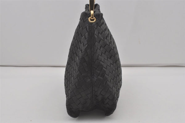 Authentic BOTTEGA VENETA Intrecciato Vintage Leather Shoulder Bag Black 8015I