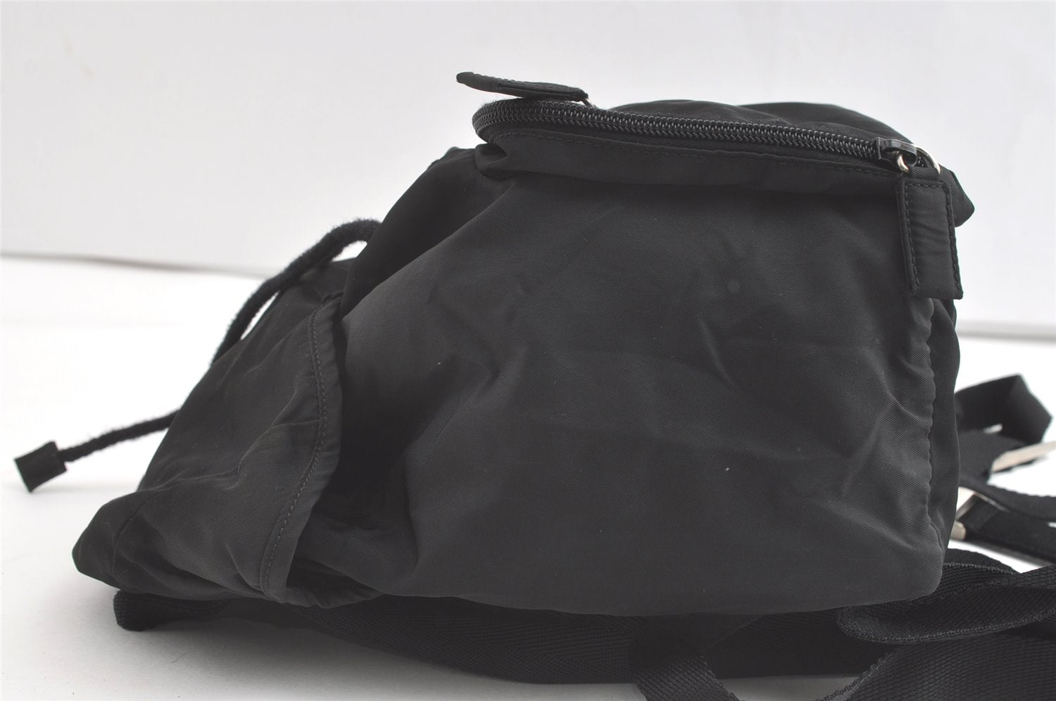 Authentic PRADA Vintage Nylon Tessuto Drawstring Backpack Black 8015J