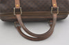 Authentic CELINE Macadam Blason Pattern Hand Boston Bag PVC Leather Brown 8016I