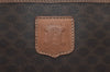 Authentic CELINE Macadam Blason Pattern Hand Boston Bag PVC Leather Brown 8016I