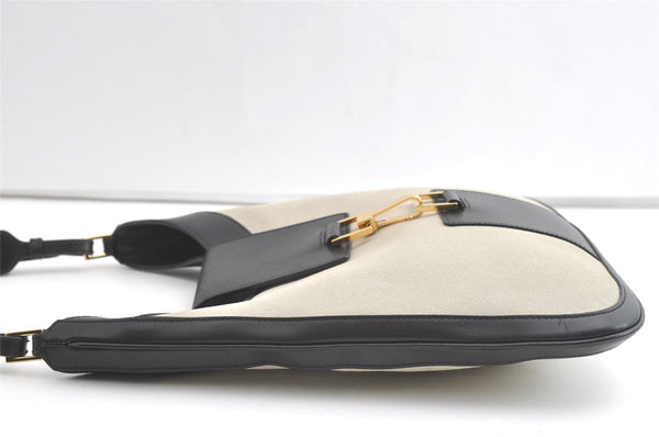 Authentic GUCCI Vintage Shoulder Bag Suede Leather 0014129 Light Gray 8016J