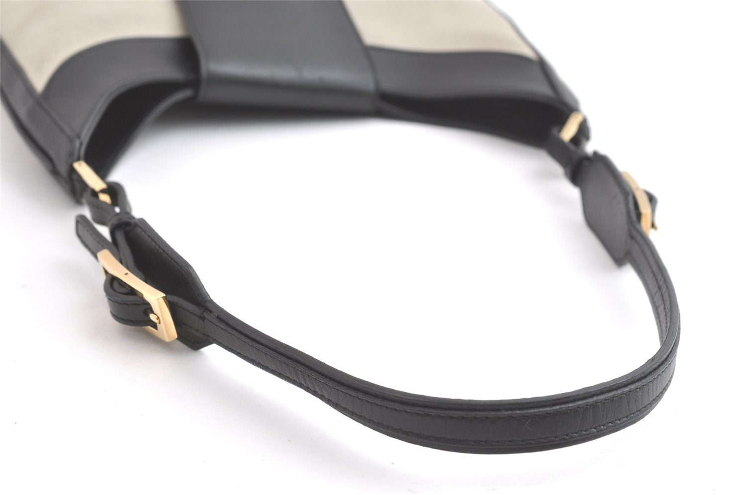 Authentic GUCCI Vintage Shoulder Bag Suede Leather 0014129 Light Gray 8016J