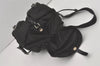 Authentic PRADA Nylon Tessuto Leather Drawstring Backpack Purse Black 8020I