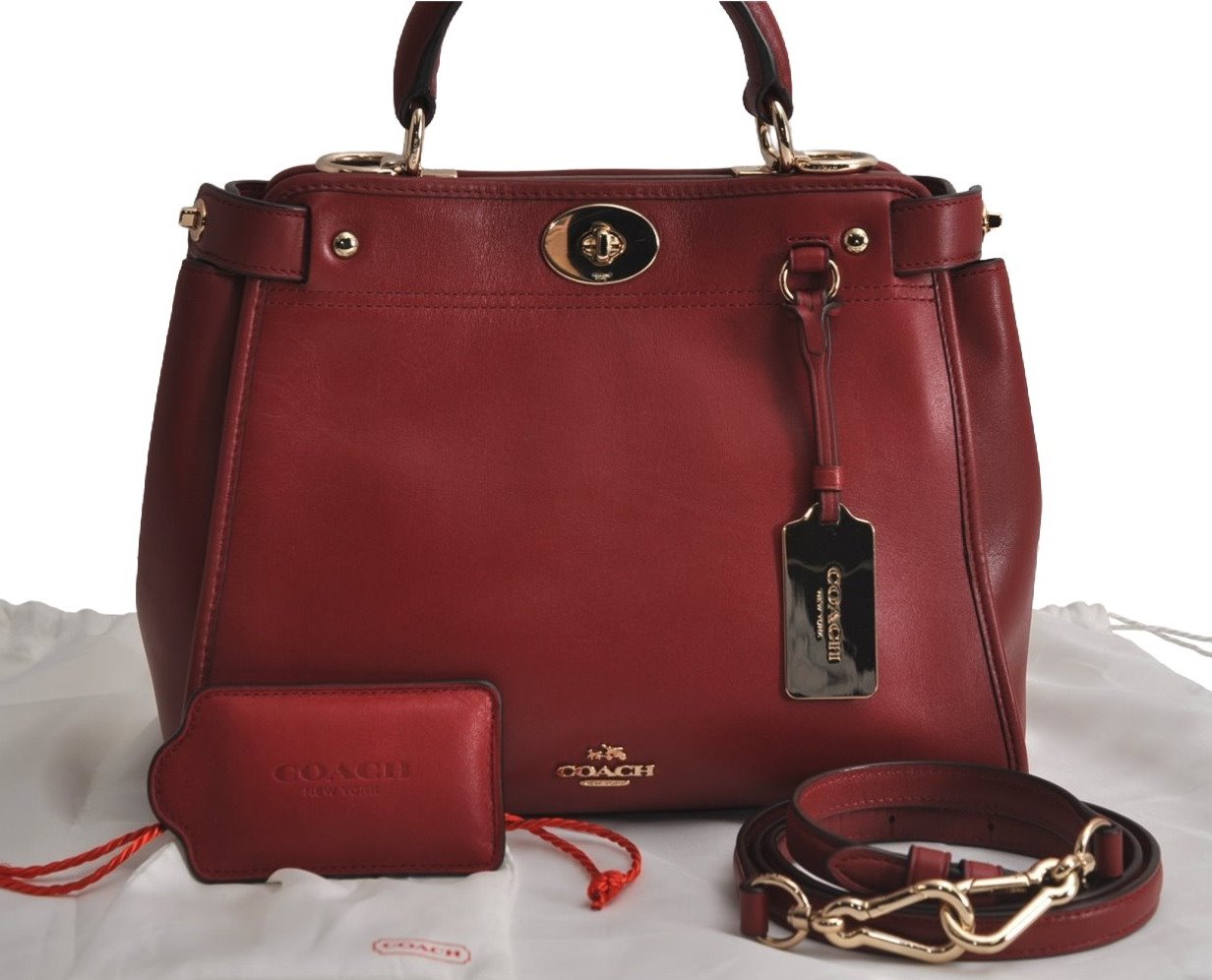 Authentic COACH Vintage 2Way Shoulder Hand Bag Purse Leather Red 8020J