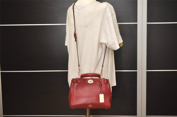 Authentic COACH Vintage 2Way Shoulder Hand Bag Purse Leather Red 8020J