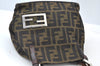 Authentic FENDI Vintage Zucca Hand Tote Bag Purse Nylon Leather Brown 8023H