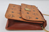 Authentic MCM Visetos Leather Chain 2Way Shoulder Cross Hand Bag Brown 8023I