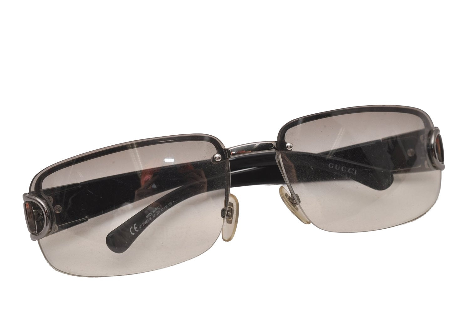 Authentic GUCCI Horsebit Sunglasses Vintage GG 2766/F/S Plastic Silver 8024I