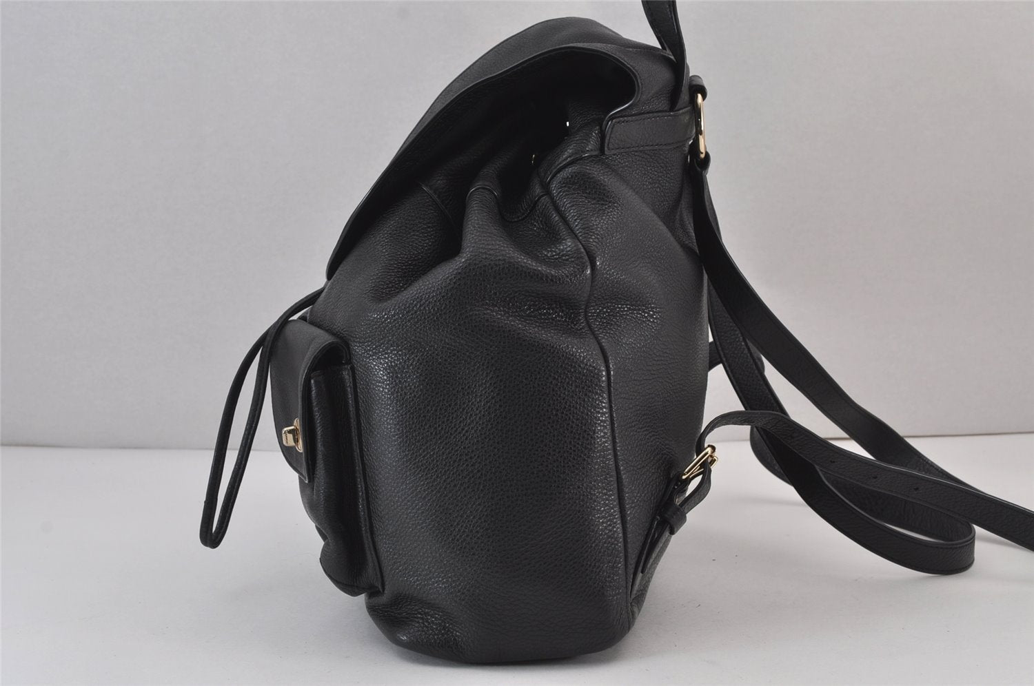 Authentic COACH Vintage Drawstring Backpack Leather F37410 Black 8024J