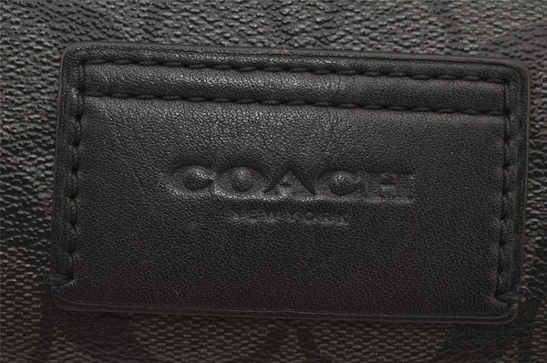 Authentic COACH Signature Waist Body Bag Purse PVC Leather C3765 Black 8026J