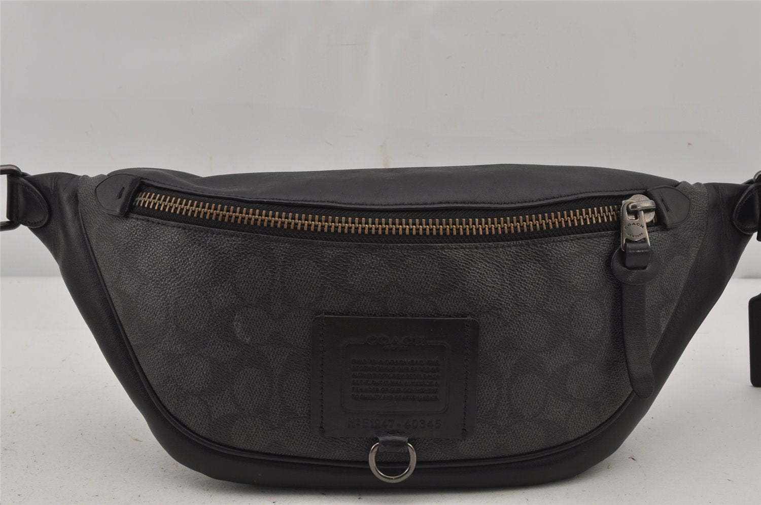 Authentic COACH Signature Waist Body Bag Purse PVC Leather 40345 Black 8027J