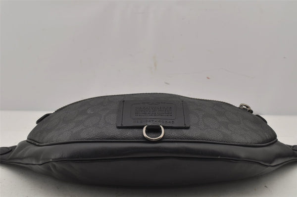 Authentic COACH Signature Waist Body Bag Purse PVC Leather 40345 Black 8027J