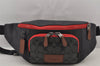 Authentic COACH Signature Waist Body Bag Purse PVC Leather C4140 Black 8028J