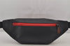 Authentic COACH Signature Waist Body Bag Purse PVC Leather C4140 Black 8028J