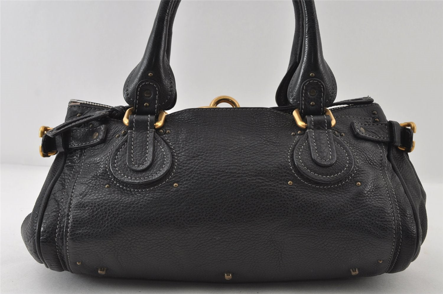 Authentic Chloe Vintage Paddington Leather Shoulder Hand Bag Purse Black 8031I