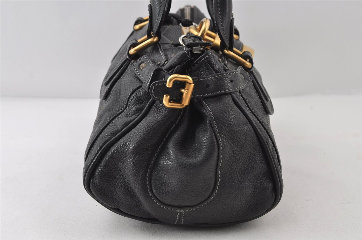 Authentic Chloe Vintage Paddington Leather Shoulder Hand Bag Purse Black 8031I