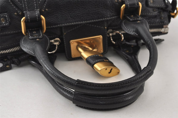 Authentic Chloe Vintage Paddington Leather Shoulder Hand Bag Purse Black 8031I