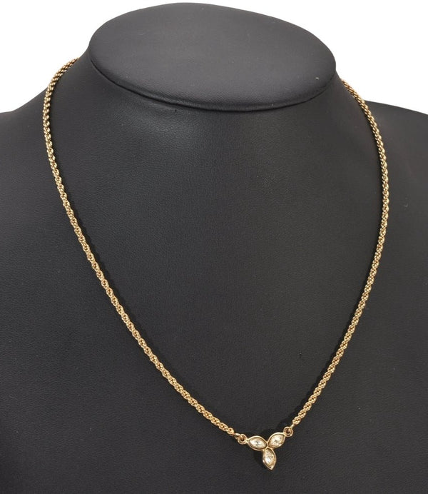 Authentic Christian Dior Gold Tone Rhinestone Chain Pendant Necklace CD 8035I