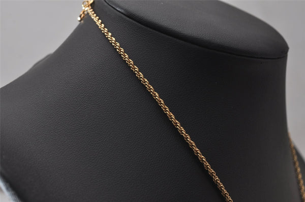 Authentic Christian Dior Gold Tone Rhinestone Chain Pendant Necklace CD 8035I