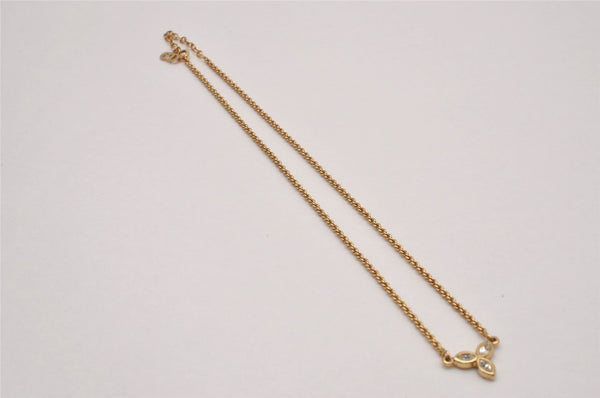 Authentic Christian Dior Gold Tone Rhinestone Chain Pendant Necklace CD 8035I