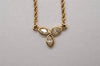 Authentic Christian Dior Gold Tone Rhinestone Chain Pendant Necklace CD 8035I