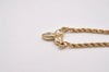 Authentic Christian Dior Gold Tone Rhinestone Chain Pendant Necklace CD 8035I