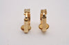 Authentic Christian Dior Rhinestone Clip-On Earrings Gold Plated CD 8037I