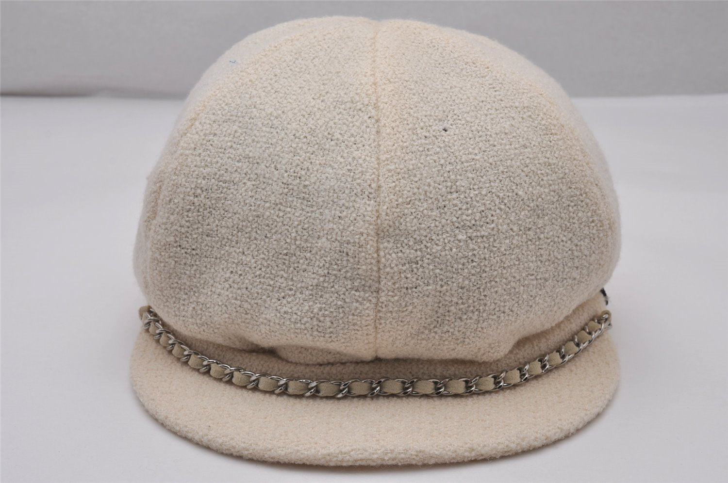 Authentic CHANEL Vintage Beret Hat Wool Size L 20.9