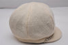 Authentic CHANEL Vintage Beret Hat Wool Size L 20.9" White CC Logo 8038I