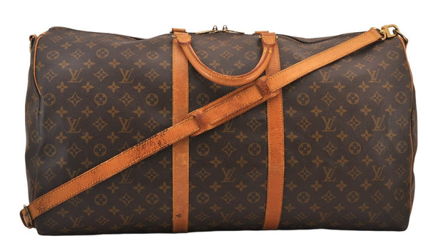 Authentic Louis Vuitton Monogram Keepall Bandouliere 60 M41412 Boston Bag 8038M