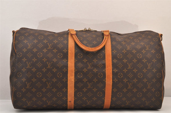 Authentic Louis Vuitton Monogram Keepall Bandouliere 60 M41412 Boston Bag 8038M