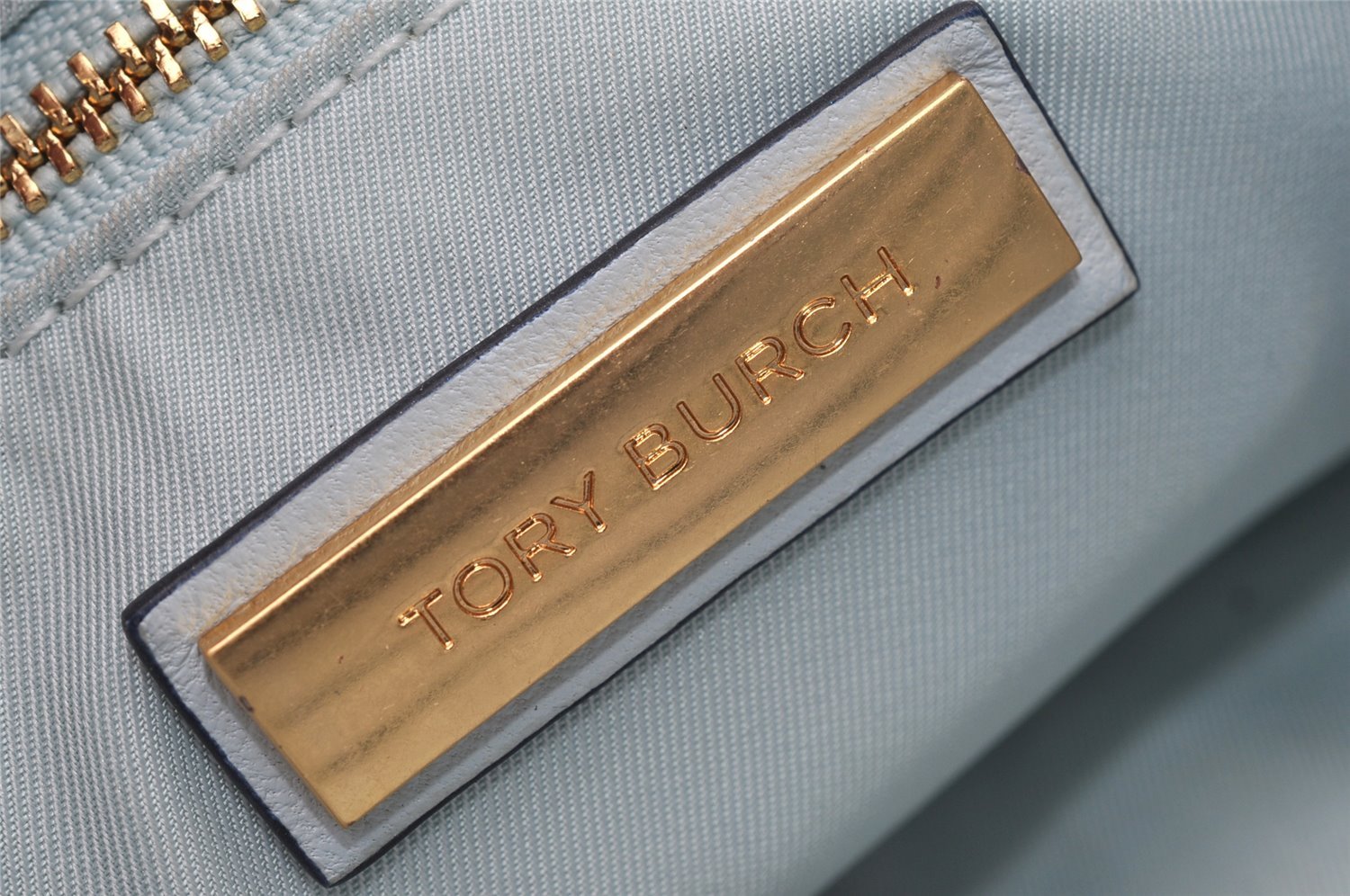 Authentic TORY BURCH Fleming Chain Shoulder Cross Bag Leather Light Blue 8039I