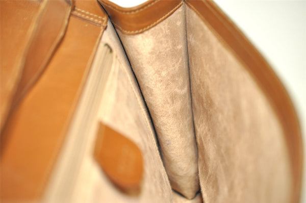 Authentic GUCCI Horsebit 2Way Clutch Shoulder Bag Canvas Leather Beige 8040I