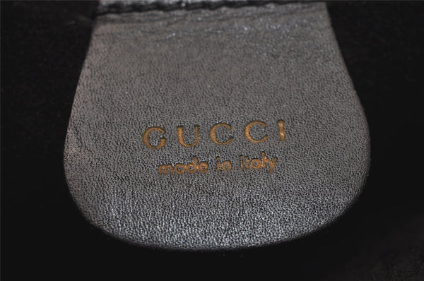 Authentic GUCCI Vintage Bamboo Shoulder Hand Bag Purse Leather Black 8040J
