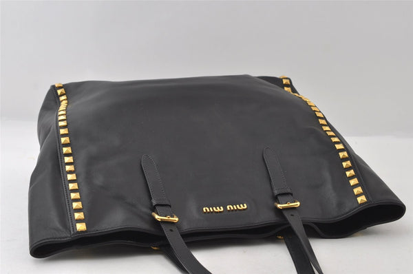 Authentic MIU MIU Vintage Leather 2Way Shoulder Tote Bag Black 8041I