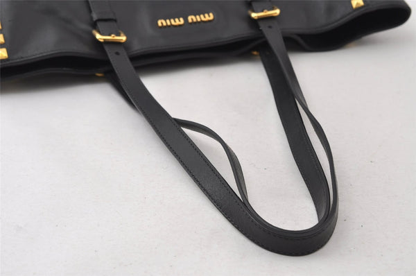 Authentic MIU MIU Vintage Leather 2Way Shoulder Tote Bag Black 8041I