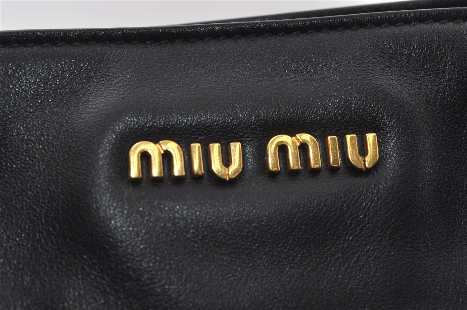 Authentic MIU MIU Vintage Leather 2Way Shoulder Tote Bag Black 8041I