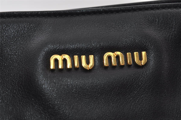Authentic MIU MIU Vintage Leather 2Way Shoulder Tote Bag Black 8041I