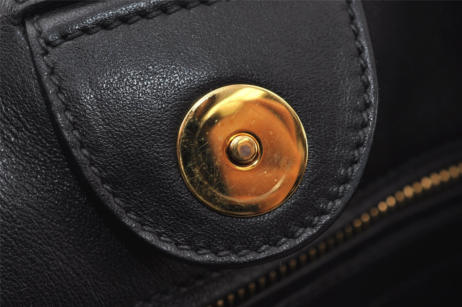 Authentic MIU MIU Vintage Leather 2Way Shoulder Tote Bag Black 8041I