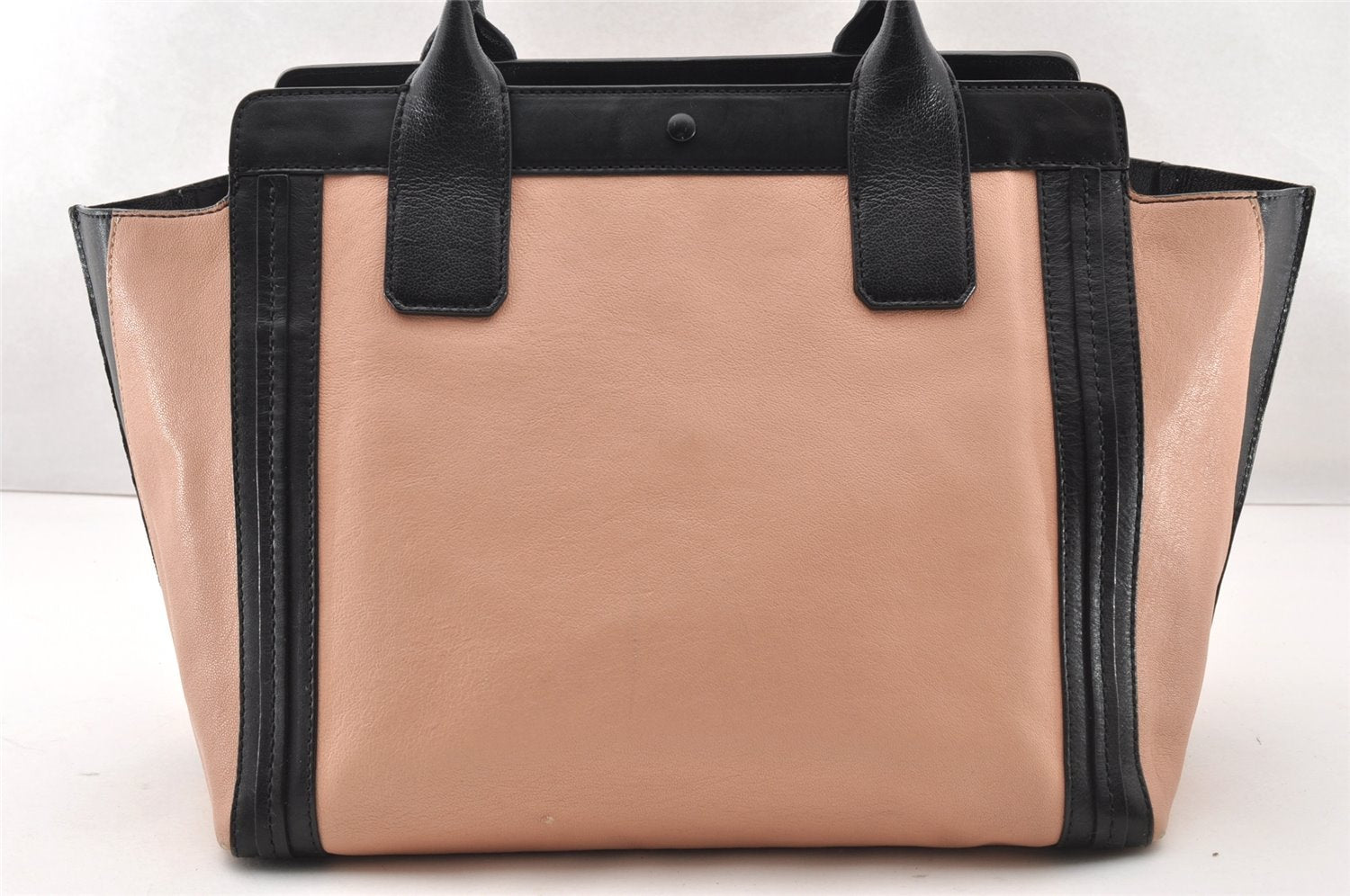 Authentic Chloe Alison Vintage Hand Tote Bag Leather Pink Black 8042I
