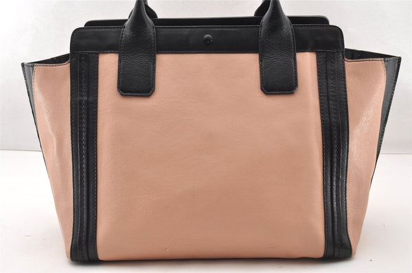 Authentic Chloe Alison Vintage Hand Tote Bag Leather Pink Black 8042I
