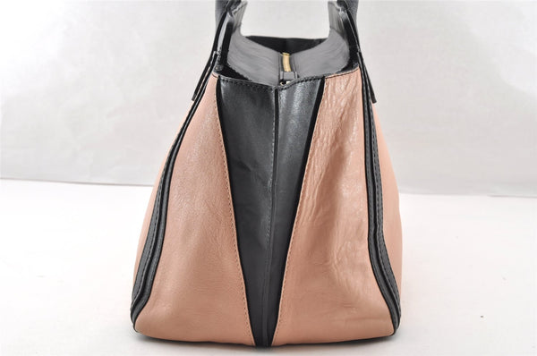Authentic Chloe Alison Vintage Hand Tote Bag Leather Pink Black 8042I
