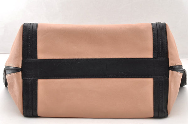 Authentic Chloe Alison Vintage Hand Tote Bag Leather Pink Black 8042I