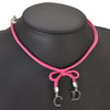 Authentic Christian Dior Choker Necklace Leather Pink Silver CD 8043I
