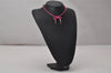 Authentic Christian Dior Choker Necklace Leather Pink Silver CD 8043I