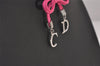 Authentic Christian Dior Choker Necklace Leather Pink Silver CD 8043I