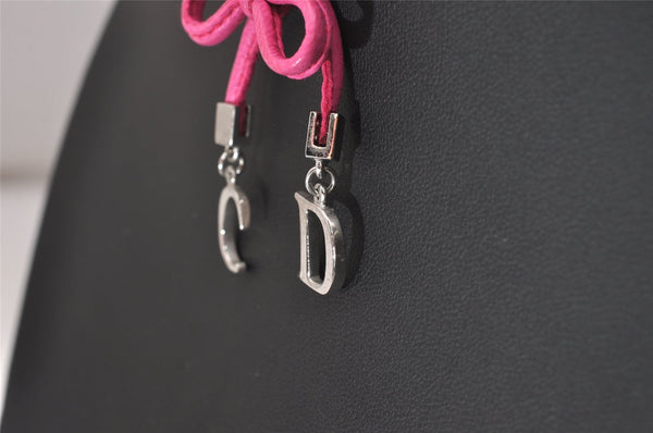 Authentic Christian Dior Choker Necklace Leather Pink Silver CD 8043I