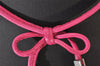 Authentic Christian Dior Choker Necklace Leather Pink Silver CD 8043I