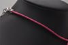 Authentic Christian Dior Choker Necklace Leather Pink Silver CD 8043I