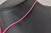 Authentic Christian Dior Choker Necklace Leather Pink Silver CD 8043I